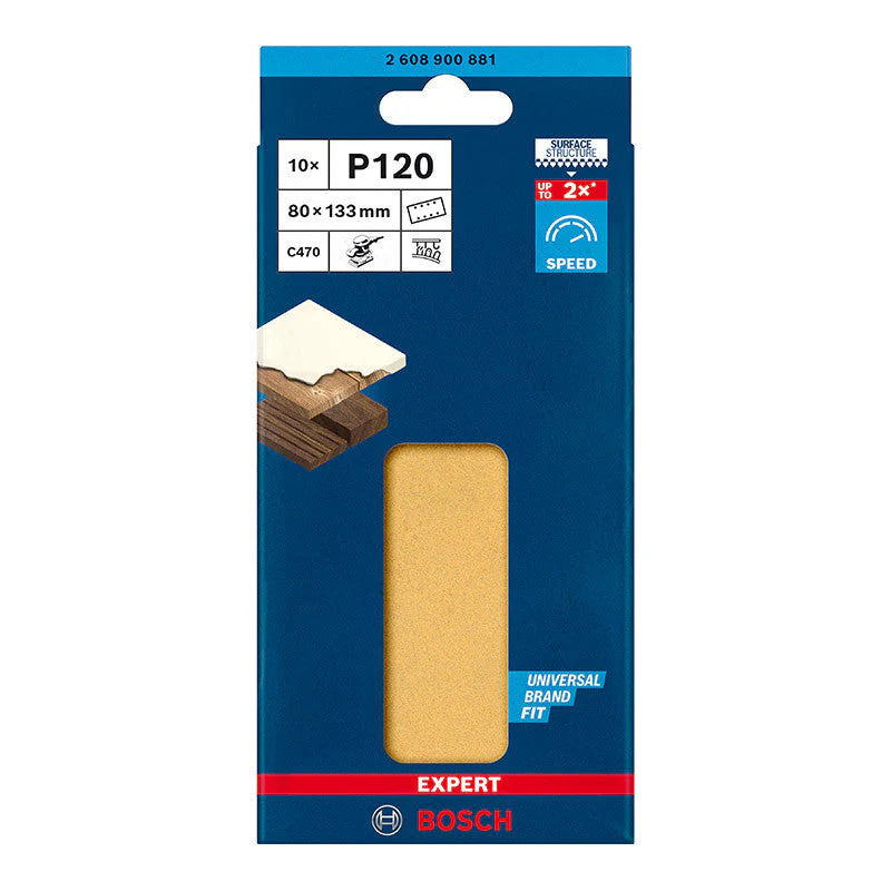 10 Feuilles abrasives BOSCH 2608900881 C470 80 x 133 mm, 120 - Image 3