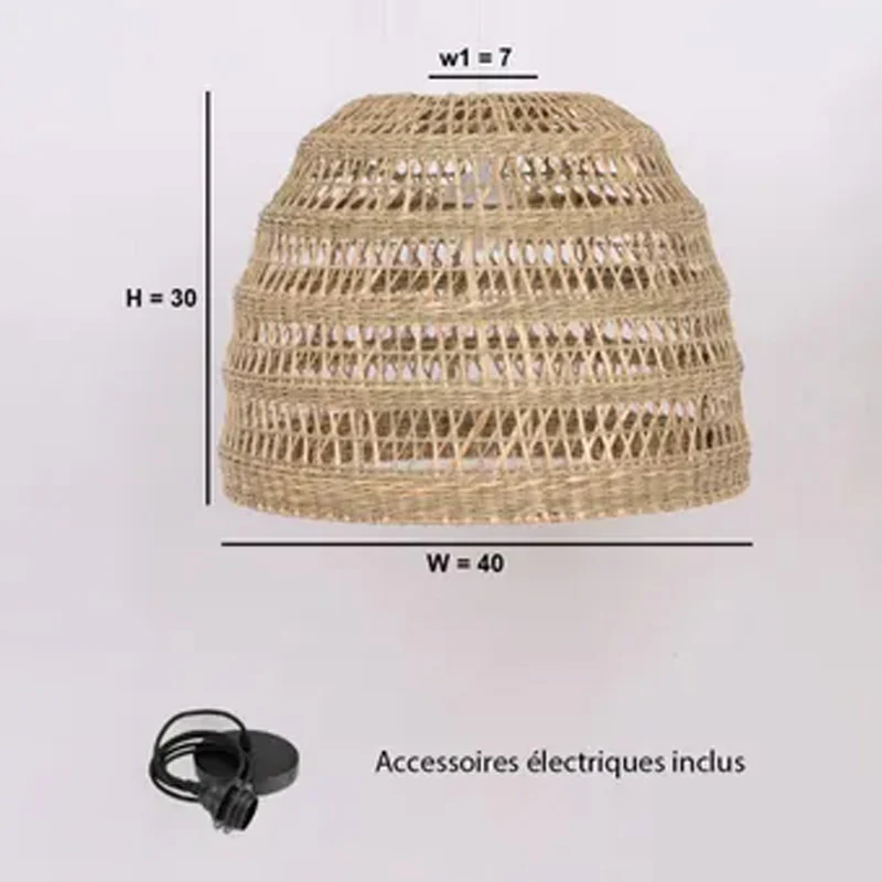 Abat-jour pour suspension Marin en herbes marines - diamètre 40 cm - marron - Image 2
