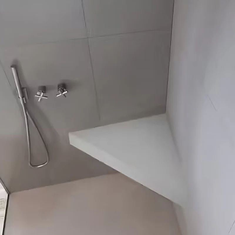 Banc d'angle pour douche en solid surface lisse - coloris blanc MARMOX - Image 2