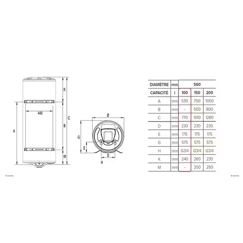 Chauffe-eau electrique vertical mural Initio 200 l - Ø 560 mm - Image 3