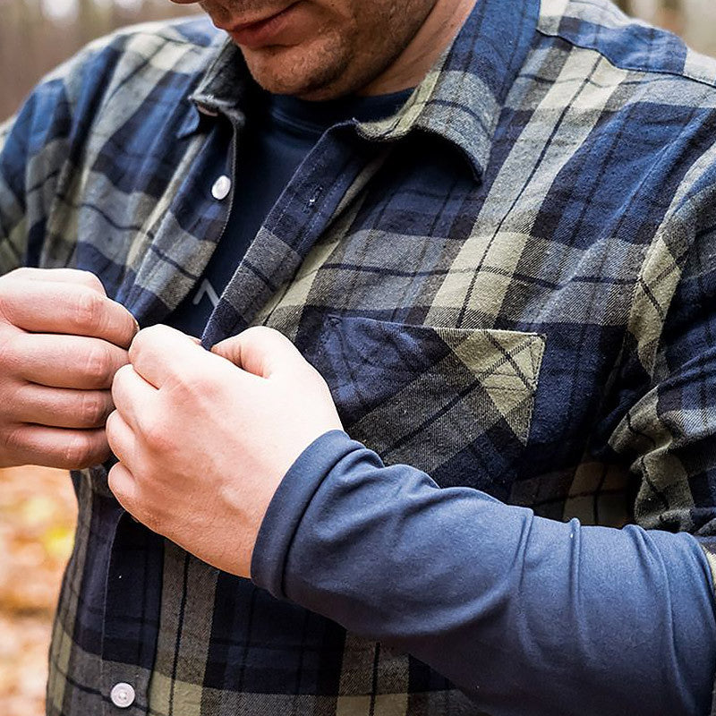Chemise à carreau homme NEO TOOLS 81-541 bleue olive noire - Image 3