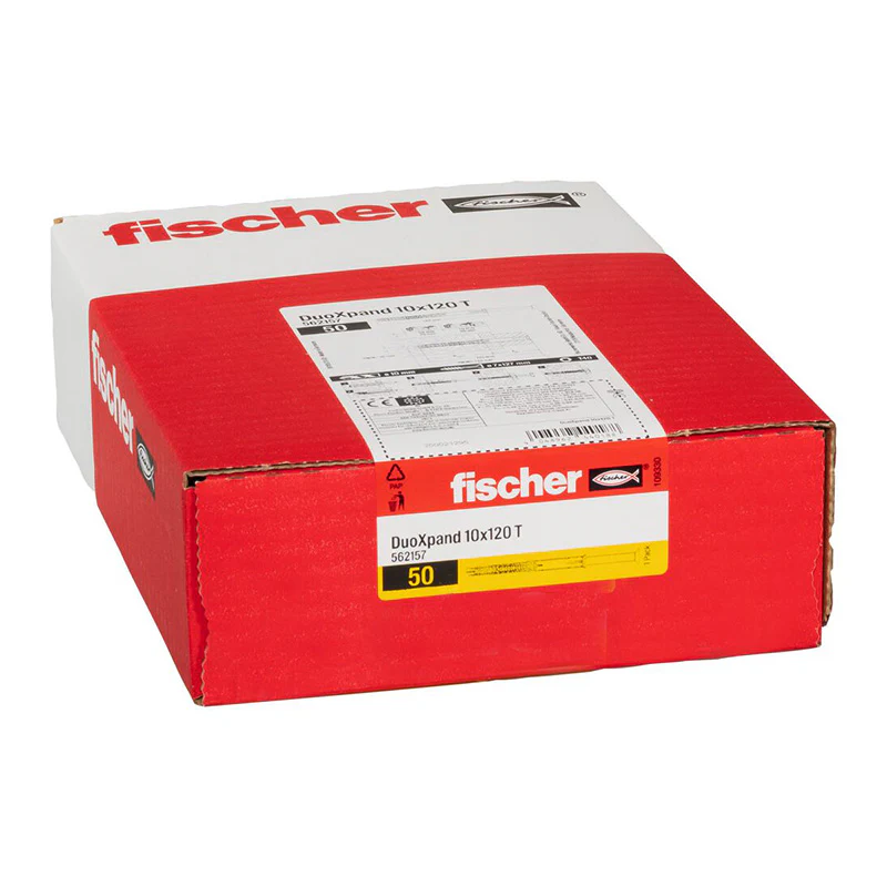Cheville rallongée DuoXpand 10x120 avec vis à tête fraisée en acier électrozingué FISCHER 562157 Boîte de 50 - Image 2