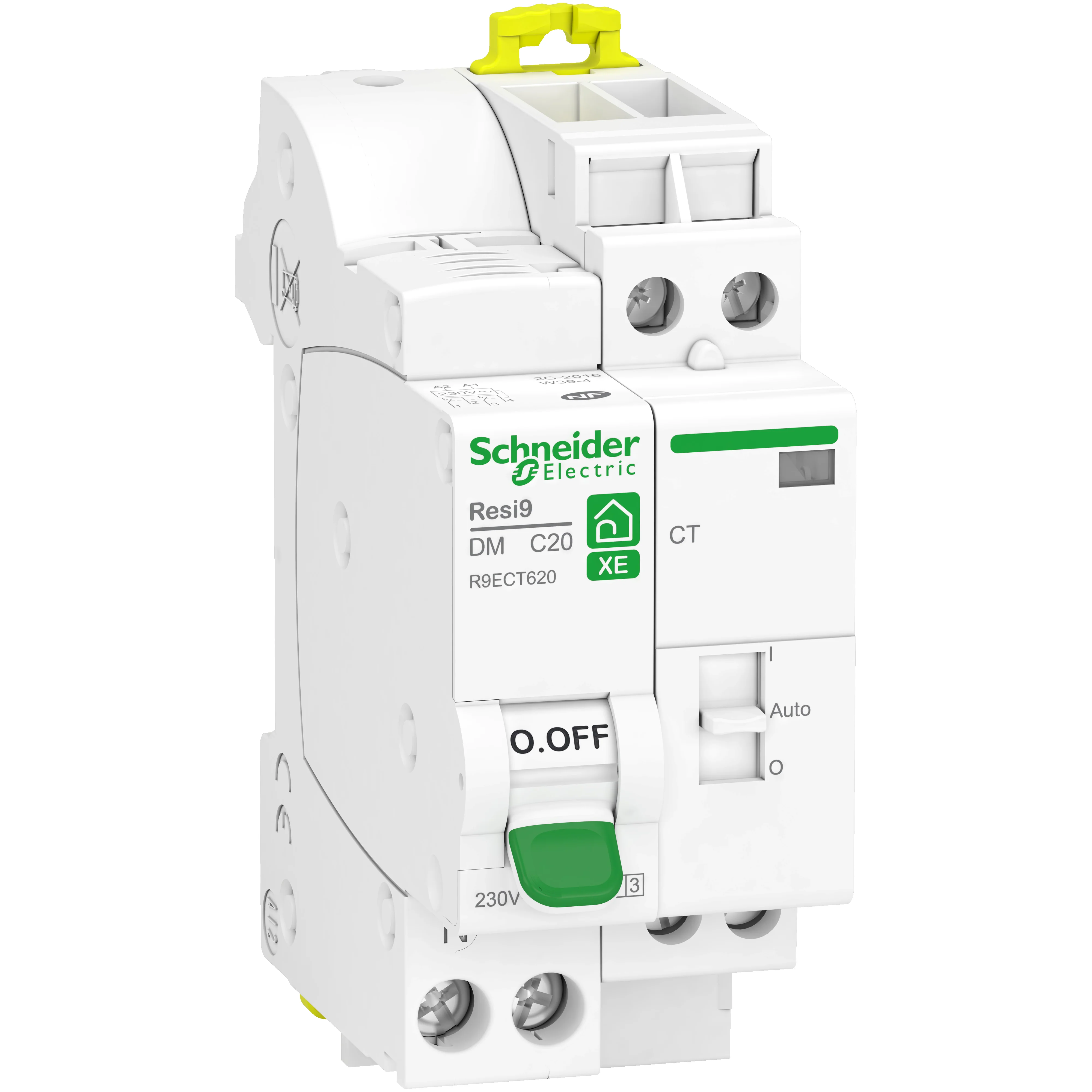 Combiné disjoncteur et contacteur SCHNEIDER R9ECT620 20A type C Auto 3kA 1P+N embrochable Resi9 XE