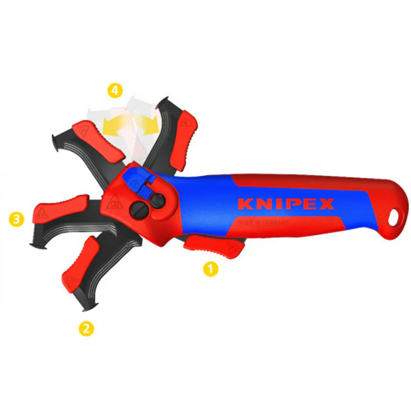 Couteau d'électricien 180mm - Lame avec sabot de guidage - 3 positions de coupe KNIPEX - 1650145SB - Image 2