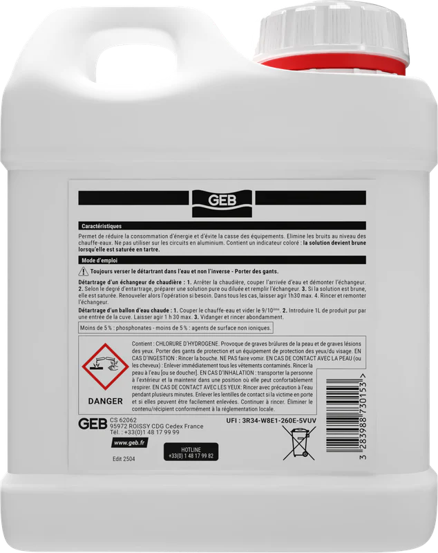 Détartrant G5 GEB élimine le tartre dans les installations d'eau chaude sanitaire 1L - Image 3