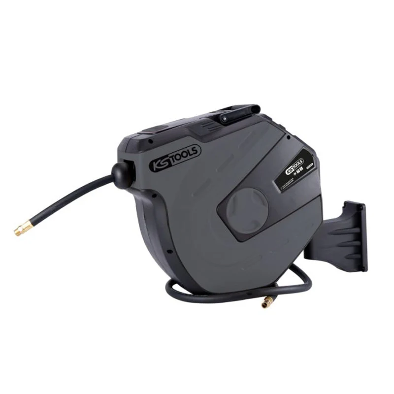 Enrouleur air et eau 3/8'' avec tuyau Ø10mm, raccord 1/4'' - 15m Gris - KS TOOLS - 515.3470