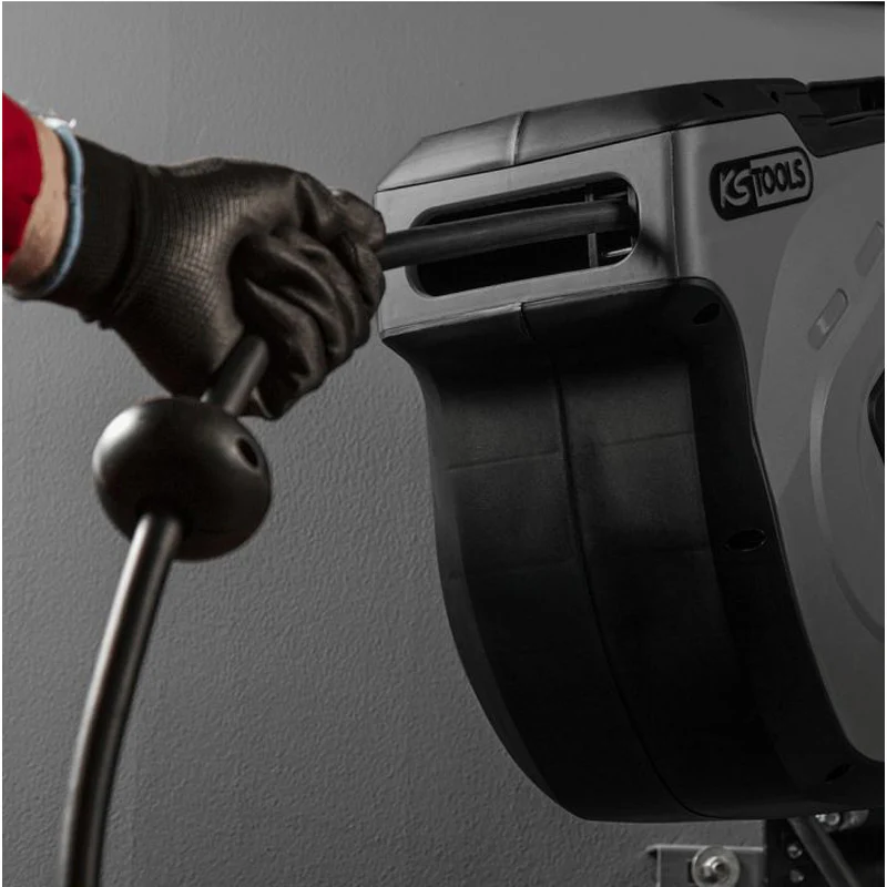 Enrouleur air et eau 3/8'' avec tuyau Ø10mm, raccord 1/4'' - 15m Gris - KS TOOLS - 515.3470 - Image 3