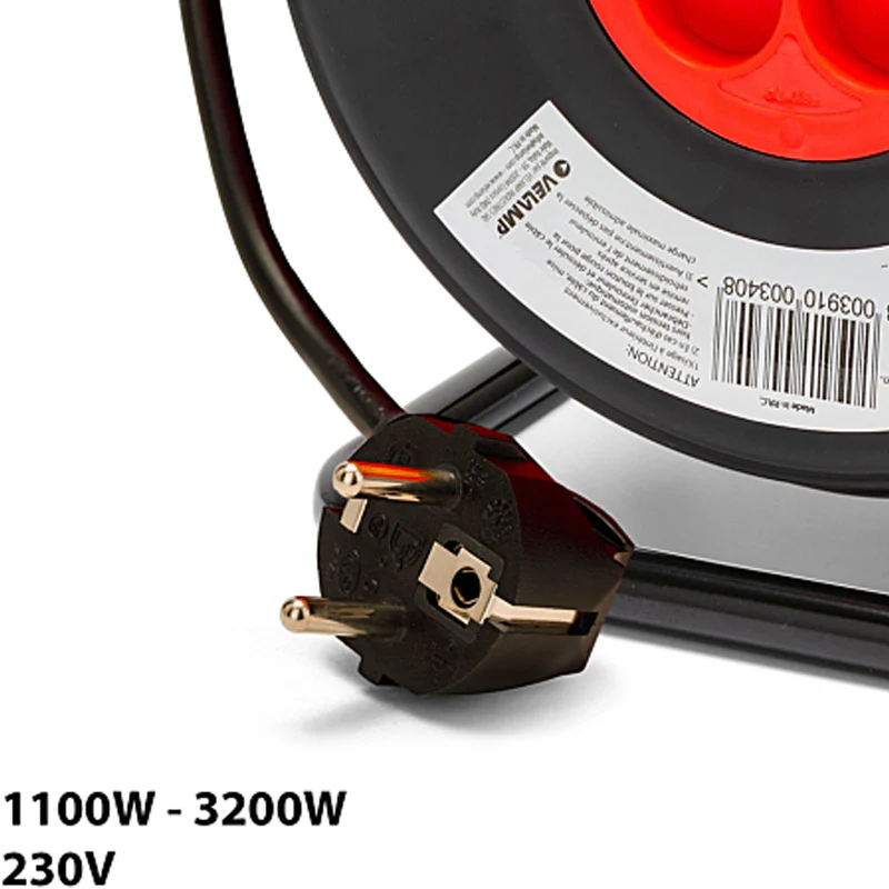 Enrouleur bricolage, 4 prises, H05VV-F3G1.5MM2, 25M , NF,CE - VELAMP - REEL-FR-25 - Image 2