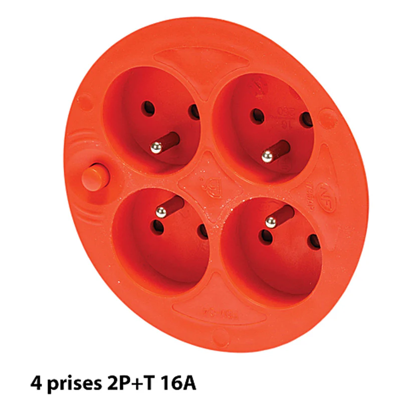 Enrouleur bricolage, 4 prises, H05VV-F3G1.5MM2, 25M , NF,CE - VELAMP - REEL-FR-25 - Image 3