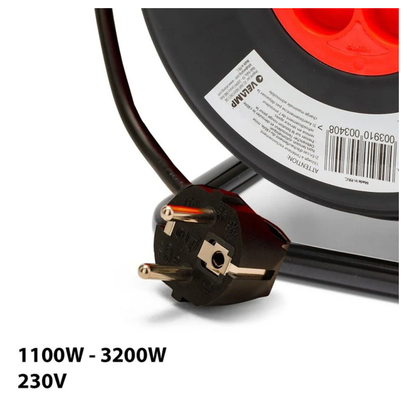 Enrouleur bricolage, 4 prises, H05VV-F3G1.5MM2, 40M , NF,CE - VELAMP - REEL-FR-40 - Image 2