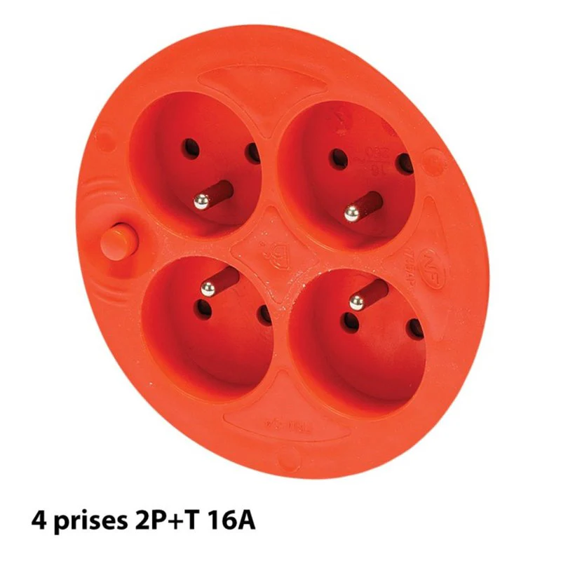Enrouleur bricolage, 4 prises, H05VV-F3G1.5MM2, 40M , NF,CE - VELAMP - REEL-FR-40 - Image 3