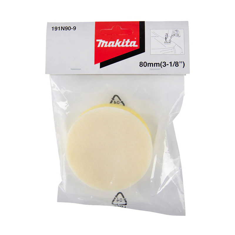 Éponge à polir auto-agrippante MAKITA 191N90-9 pour ponceuses MAKITA DPV300 et PV301D Ø80mm - Image 3