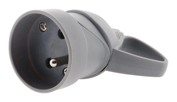Fiche électrique femelle à anneau 2 pôles + terre 16A. Gris ZENITECH