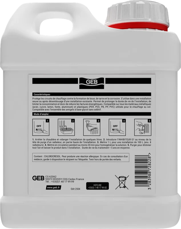 Inhibiteur G1 GEB pour protèger contre la corrosion les boues et le tartre 1L - Image 3