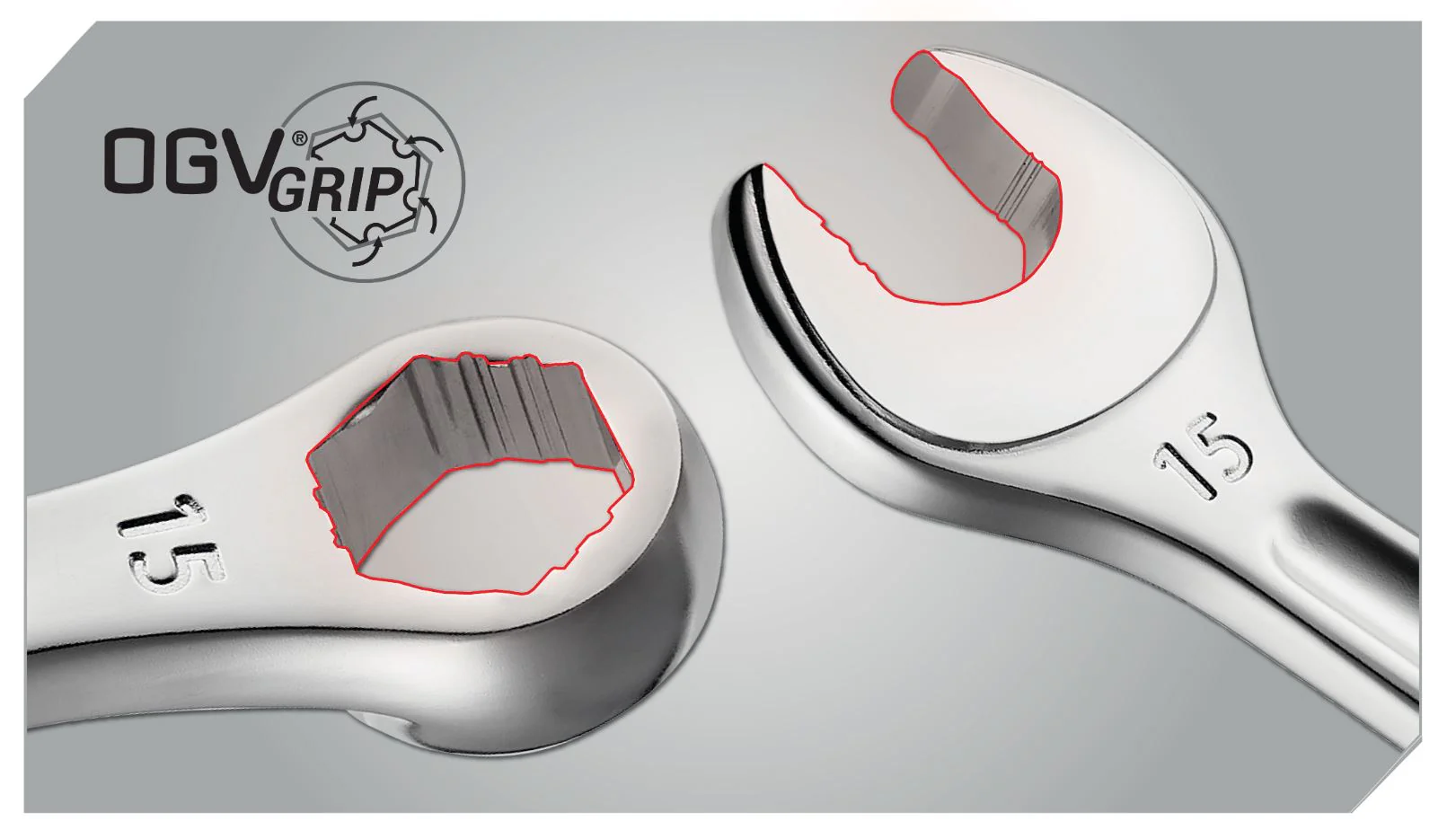 Jeu de 8 clés FACOM mixtes longues OGV GRIP 441 (8 à 19 mm) sur étui JP 441.JP8GRPPB - Image 2