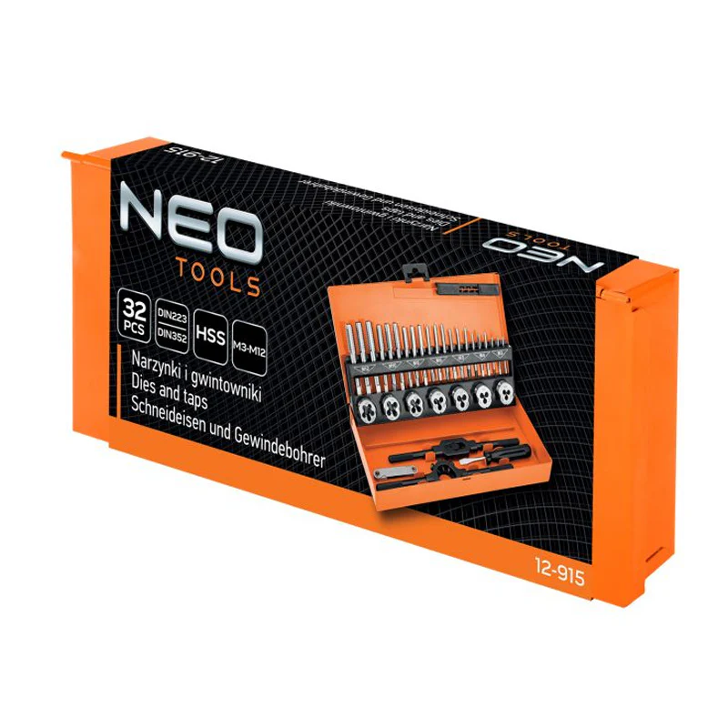 Jeu de tarauds et filières 32 pcs, M3-M12, HSS en coffret - NEO TOOLS - 12-915 - Image 3