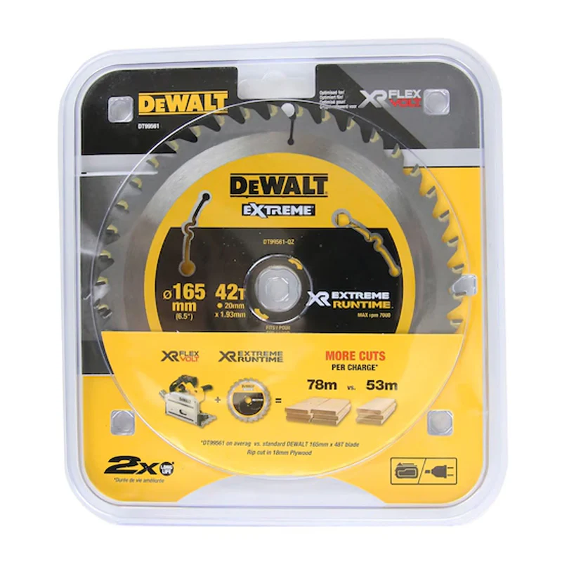 Lame de scie circulaire plongeante Ø165x20mm 42 dents DEWALT DT99561-QZ Carbure XR Runtime - Image 2
