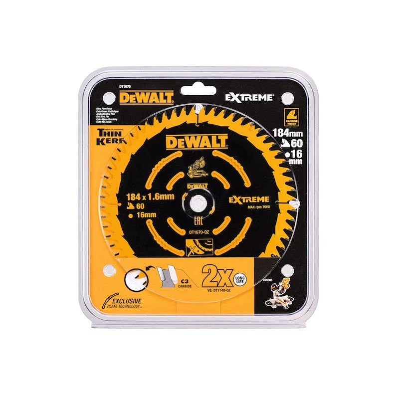 Lame de scie circulaire Carbure ELITE DEWALT DT1670-QZ 184x16mm 60T - Image 2