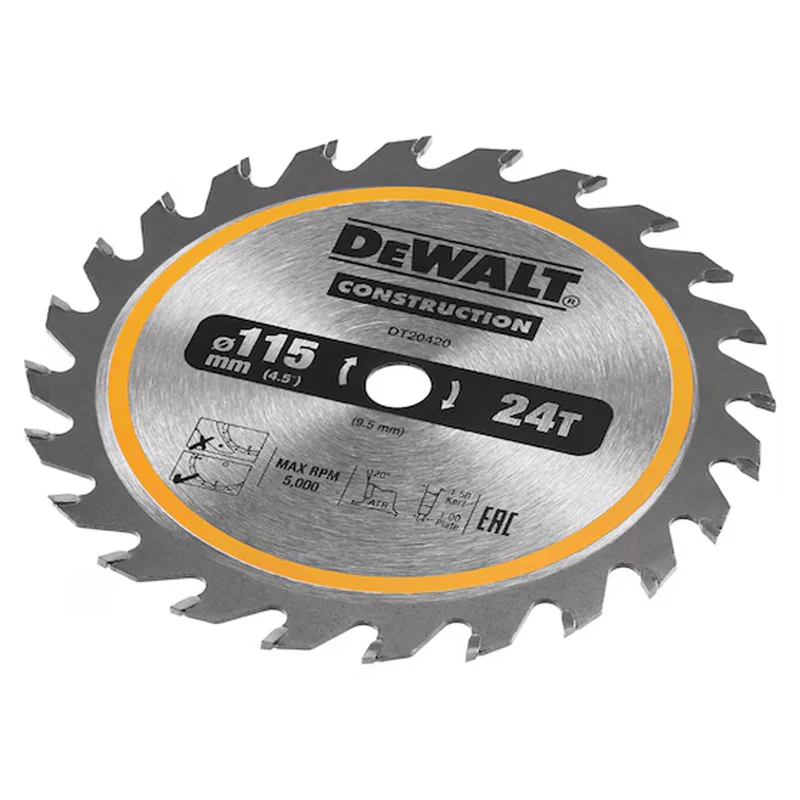 Lame de scie circulaire sans fil DEWALT DT20420-QZ Carbure Construction Ø115x9,5mm, 24 dents - Image 2