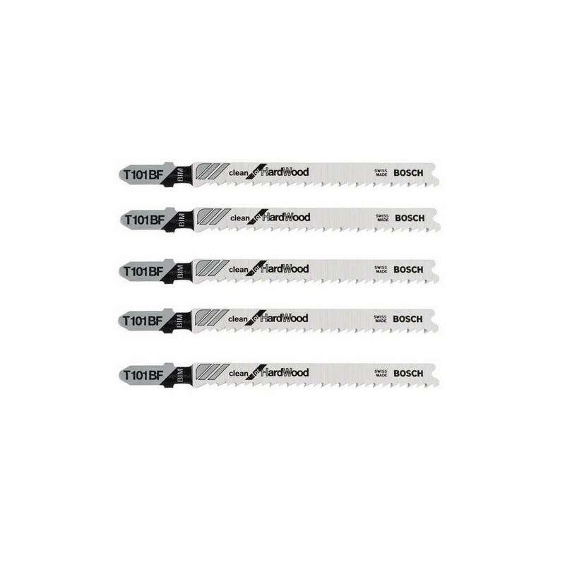 Lot de 5 lames de scie sauteuse T 101 BF BOSCH 2608634234 pour bois dur