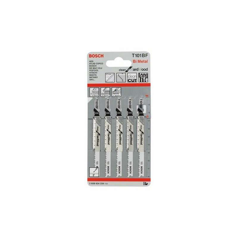 Lot de 5 lames de scie sauteuse T 101 BF BOSCH 2608634234 pour bois dur - Image 2