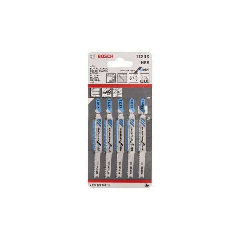 Lot de 5 Lames de Scie Sauteuse T 123 X BOSCH 2608638473 pour métal - Image 2