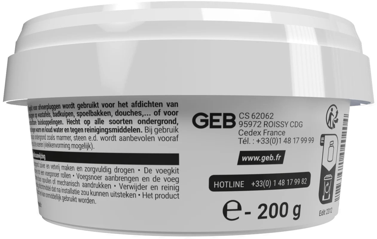 Mastic sanitaire d'étanchéité GEB pour les bondes et emboitements des tuyaux 200g - Image 4