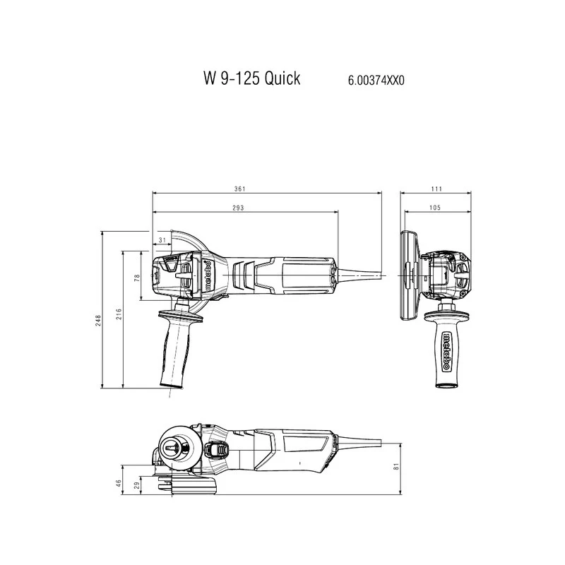 Meuleuse Ø125 FILAIRE W 9-125 Quick METABO 600374000 - Image 3