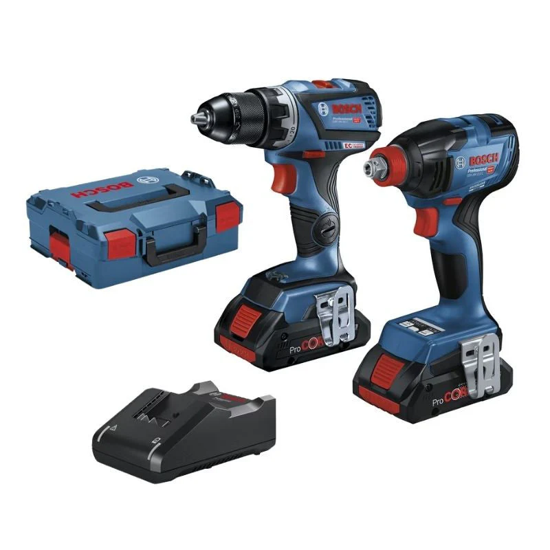 Pack BOSCH 06019J0204 Visseuse à chocs GDX 18V-210 C + Perceuse-visseuse GSR 18V-60 C + 2x4.0Ah ProCORE L-BOXX