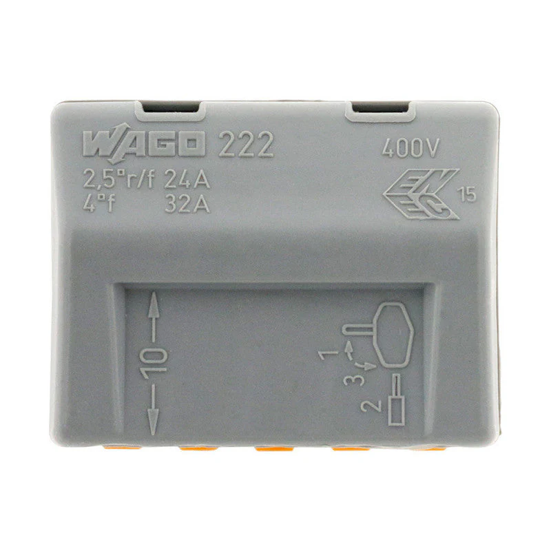 Pack de 30 bornes de connexion rapide a levier WAGO 5 entrées fil souple et rigide - S222 - Image 7