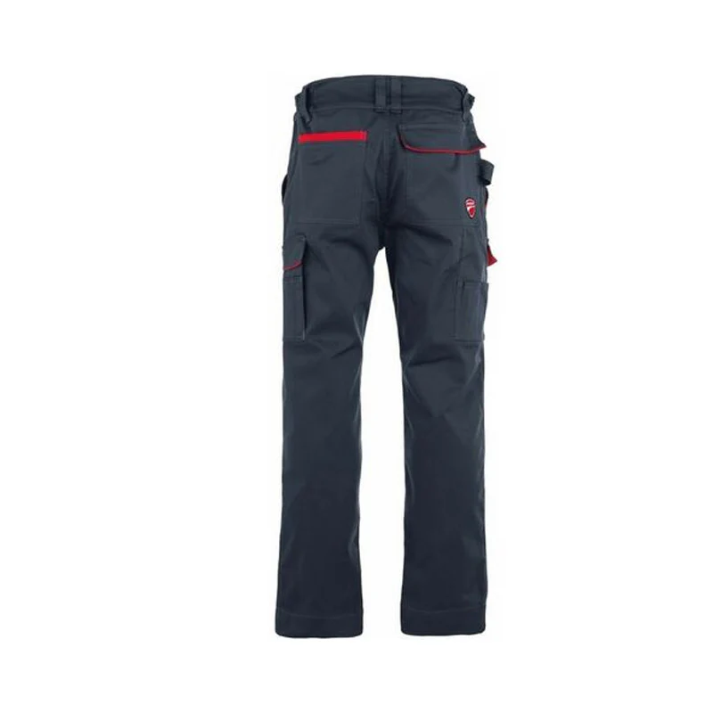 Pantalon de travail multipoche Inn-Lever DUCATI - 100% coton 270 g/m2- gris naturel/rouge - Image 2