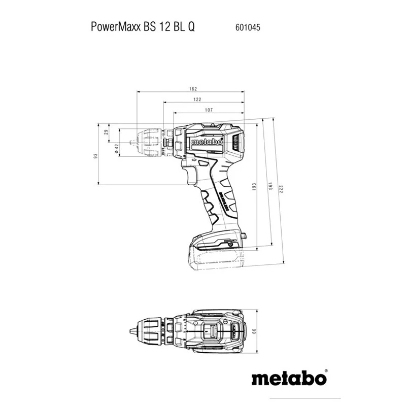 Perceuse visseuse 12V sans fil PowerMaxx BS 12 BL Quick 2x 4Ah Li-HD - METABO - 601045920 - ASC 55, coffret - Image 2