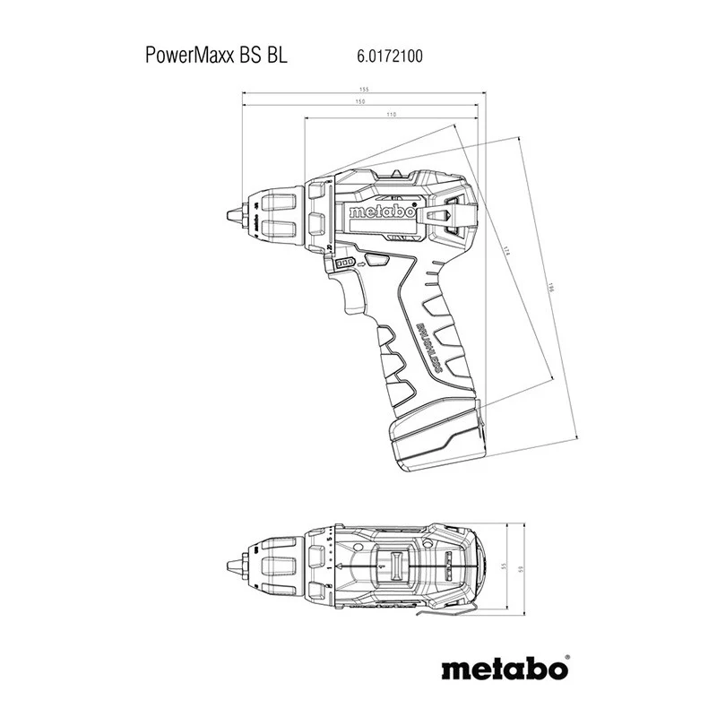 Perceuse visseuse sans fil 12 V PowerMaxx BS BL 2 x 2Ah Li-Power - METABO - 601721500 - Chargeur LC40, coffret - Image 5