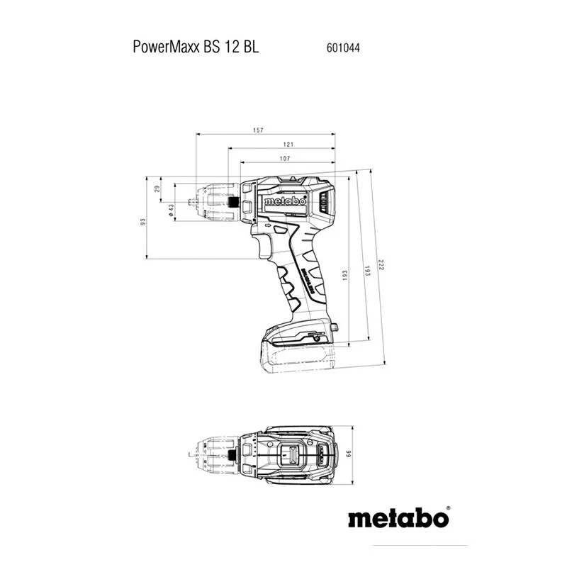 Perçeuse visseuse sans fil 12V POWERMAXX BS 12 BL 2X2Ah LI-POWER - METABO - 601044500 - CHARGEUR SC 30 + METABOX 118 - Image 3