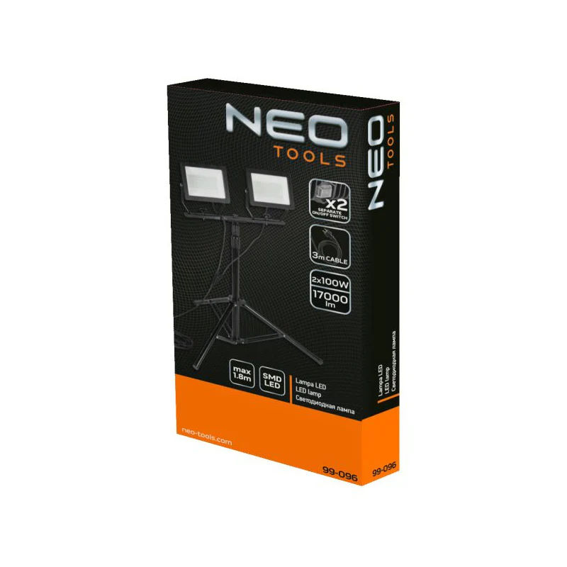 Projecteur double 2x100W SMD LED 2x8500lm sur trépied 1,8m avec câble - NEO TOOLS - 99-096 - Image 3