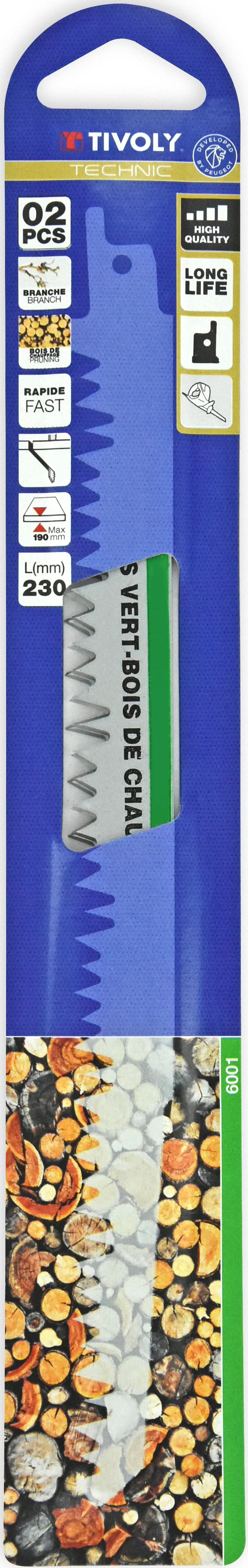 Tivoly Lame de scie sabre -Pour élagage et bois de chauffage -Attache universelle L: 230 / H: 210 / Mixte - Image 2