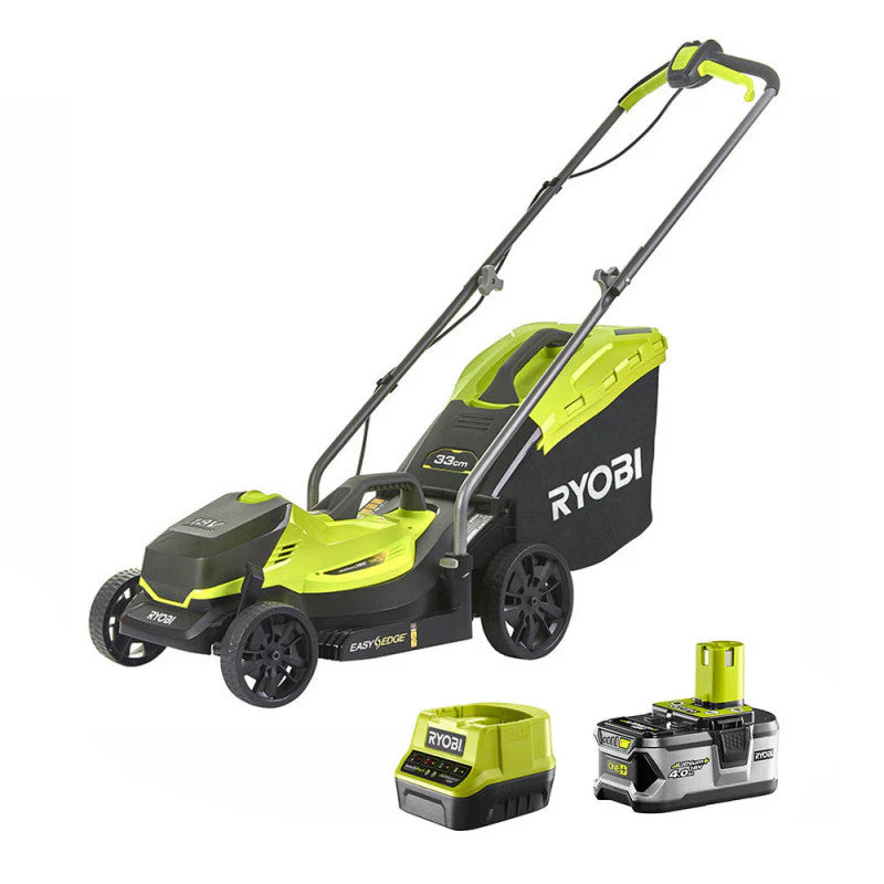 Tondeuse 18V RYOBI RLM18X33B40 - Ø coupe 33 cm - ramassage et mulching - 1 bat Li-Ion 4,0 Ah + chargeur rapide