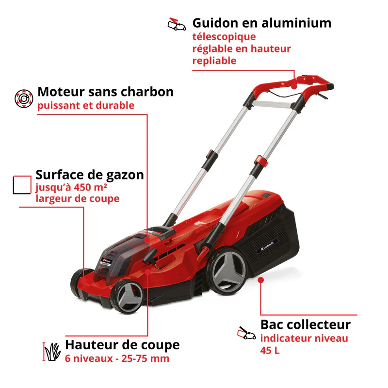 Tondeuse à gazon sans fil RASARRO 36/38 Power X-Change EINHELL 3413180 avec 2 Batteries 4,0 Ah et Chargeur rapide - Image 2